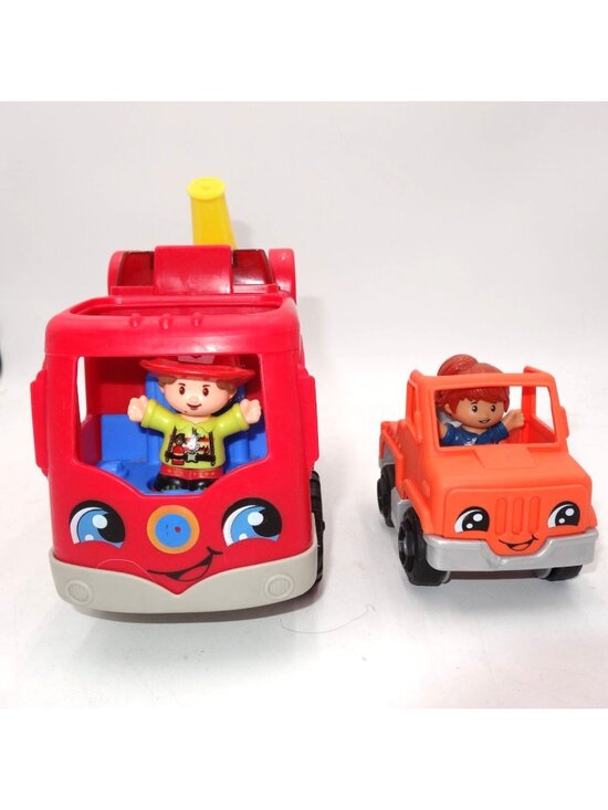 Little People Fire Truck And Help & Go Tow Truck Toy Set With Figures - Picture 1 of 16